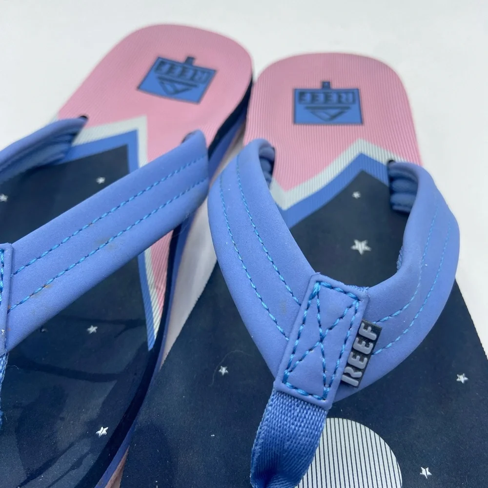 Reef Blue and Pink Flip Flops girls size 6